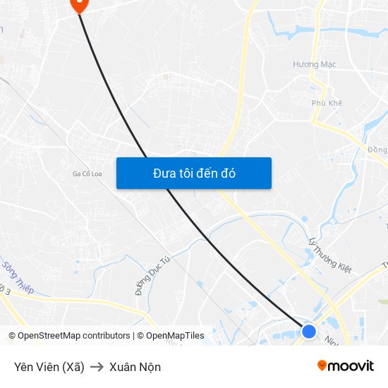 Yên Viên (Xã) to Xuân Nộn map