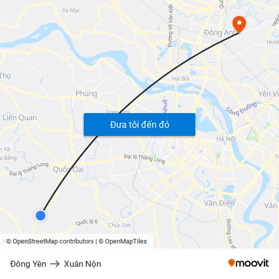 Đông Yên to Xuân Nộn map