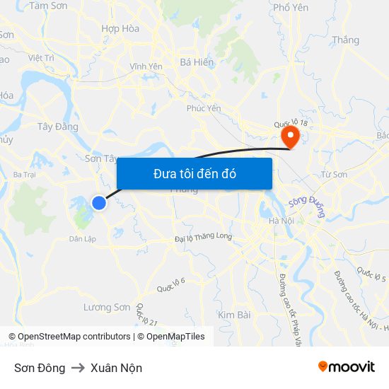 Sơn Đông to Xuân Nộn map