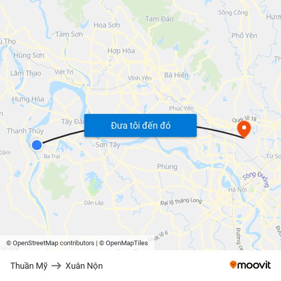 Thuần Mỹ to Xuân Nộn map