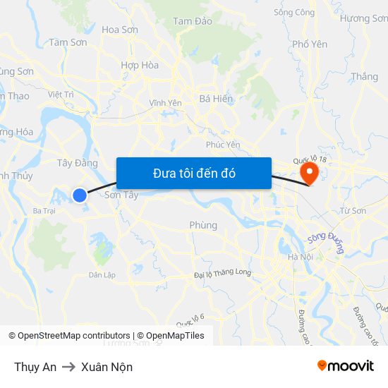 Thụy An to Xuân Nộn map