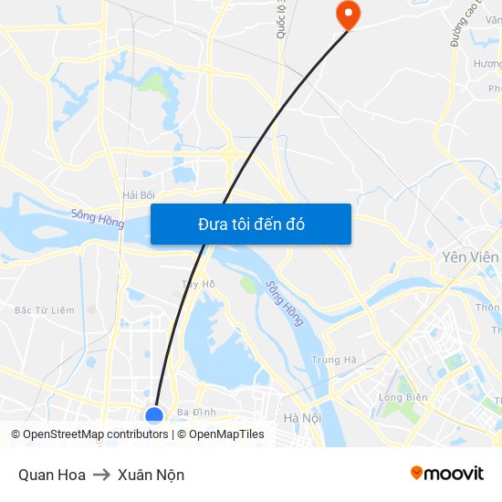 Quan Hoa to Xuân Nộn map