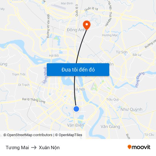 Tương Mai to Xuân Nộn map