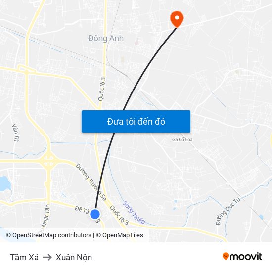 Tầm Xá to Xuân Nộn map