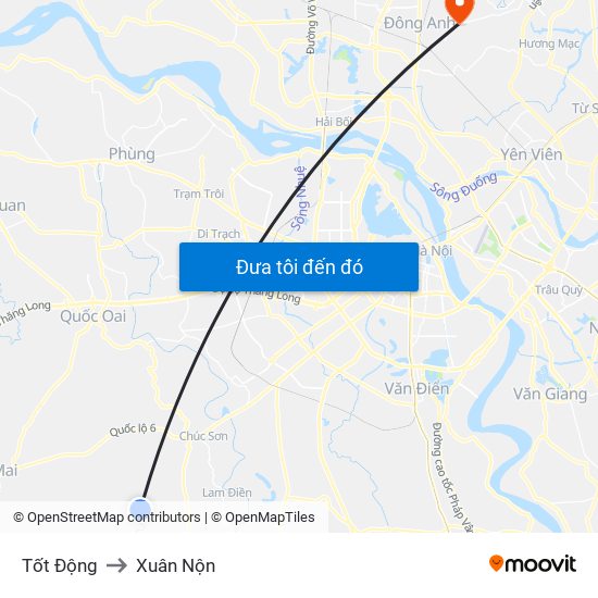 Tốt Động to Xuân Nộn map