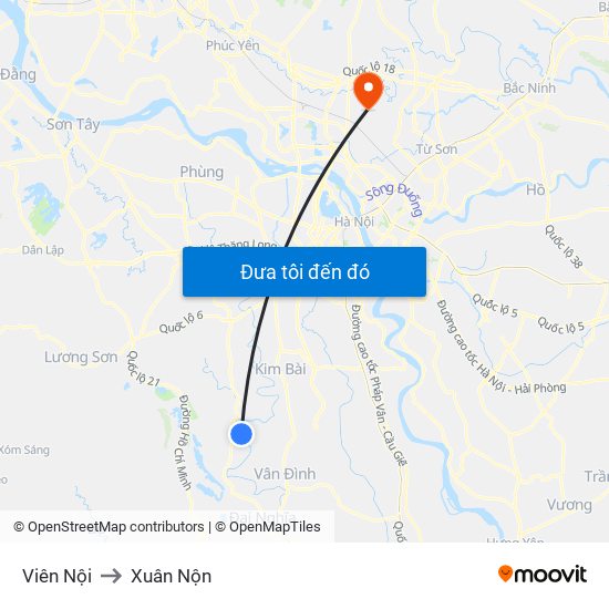 Viên Nội to Xuân Nộn map