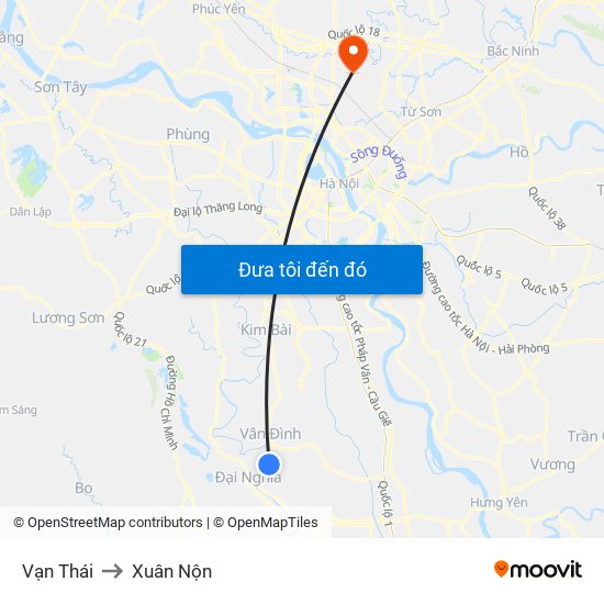 Vạn Thái to Xuân Nộn map