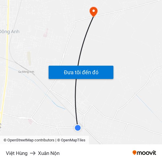 Việt Hùng to Xuân Nộn map