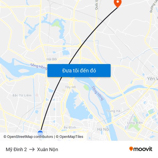 Mỹ Đình 2 to Xuân Nộn map