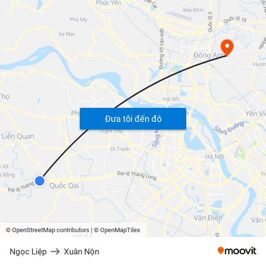 Ngọc Liệp to Xuân Nộn map