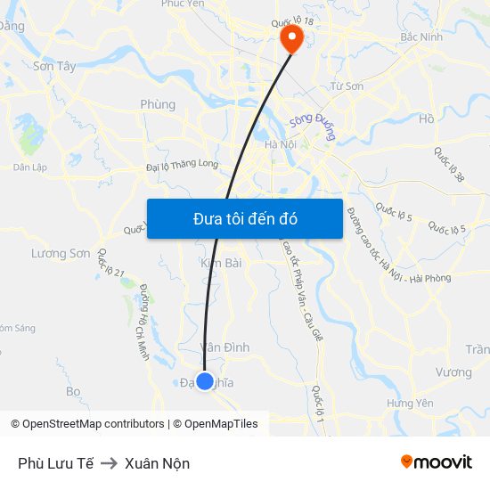 Phù Lưu Tế to Xuân Nộn map