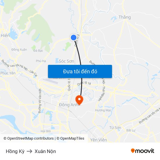 Hồng Kỳ to Xuân Nộn map