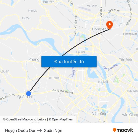 Huyện Quốc Oai to Xuân Nộn map