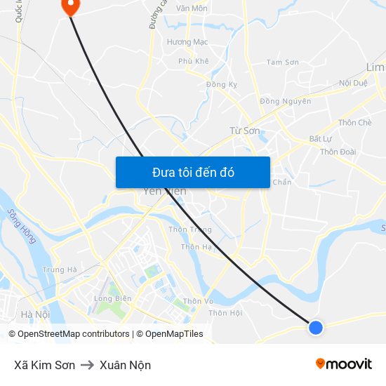 Xã Kim Sơn to Xuân Nộn map