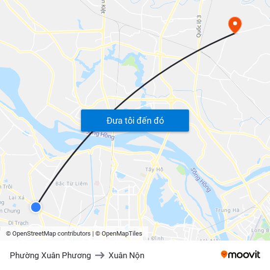 Phường Xuân Phương to Xuân Nộn map