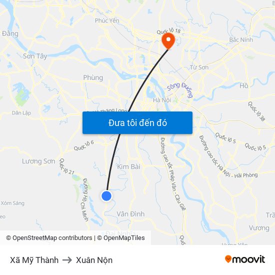 Xã Mỹ Thành to Xuân Nộn map