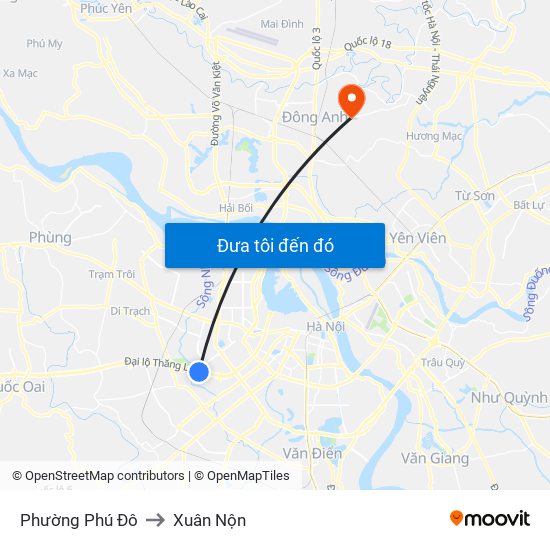 Phường Phú Đô to Xuân Nộn map