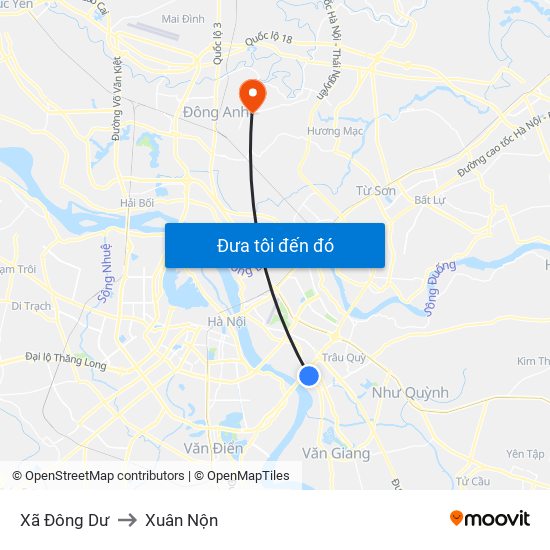 Xã Đông Dư to Xuân Nộn map