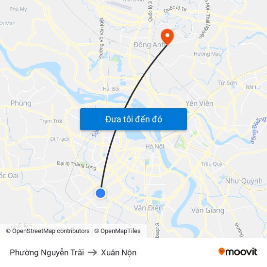 Phường Nguyễn Trãi to Xuân Nộn map