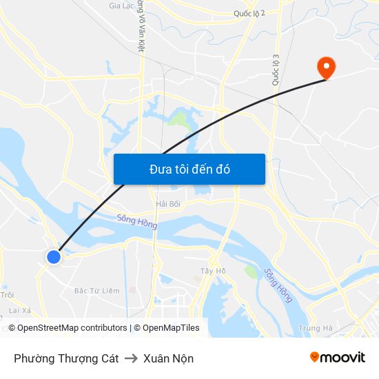 Phường Thượng Cát to Xuân Nộn map