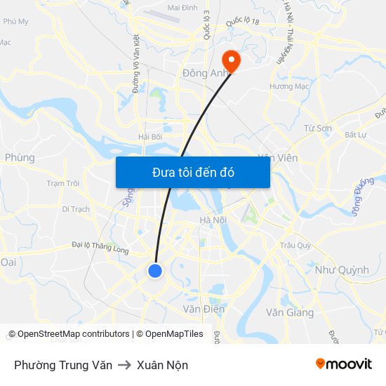 Phường Trung Văn to Xuân Nộn map