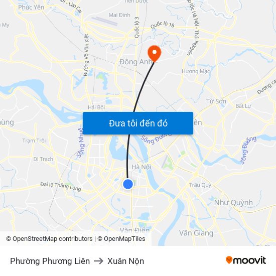 Phường Phương Liên to Xuân Nộn map