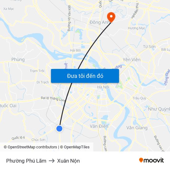 Phường Phú Lãm to Xuân Nộn map