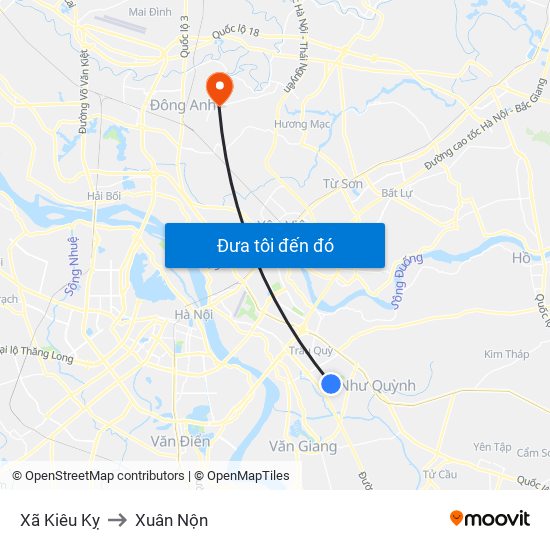 Xã Kiêu Kỵ to Xuân Nộn map