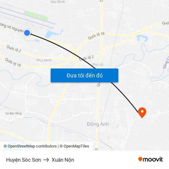 Huyện Sóc Sơn to Xuân Nộn map