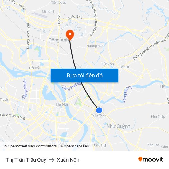 Thị Trấn Trâu Quỳ to Xuân Nộn map