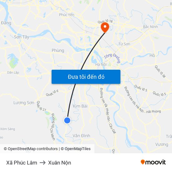 Xã Phúc Lâm to Xuân Nộn map