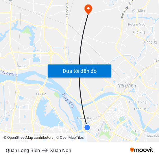 Quận Long Biên to Xuân Nộn map