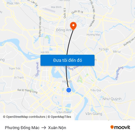 Phường Đống Mác to Xuân Nộn map