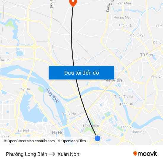 Phường Long Biên to Xuân Nộn map
