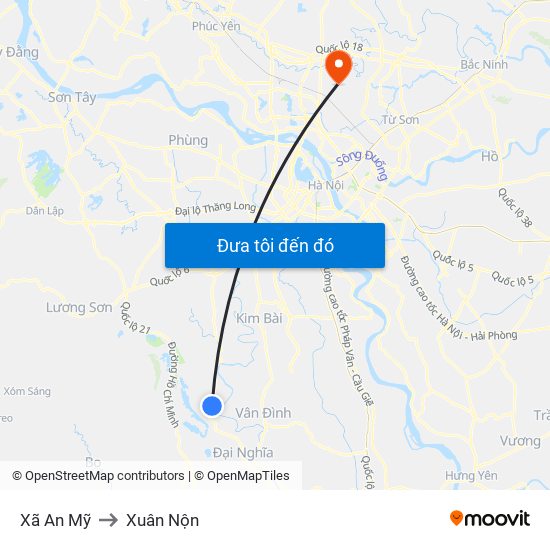 Xã An Mỹ to Xuân Nộn map