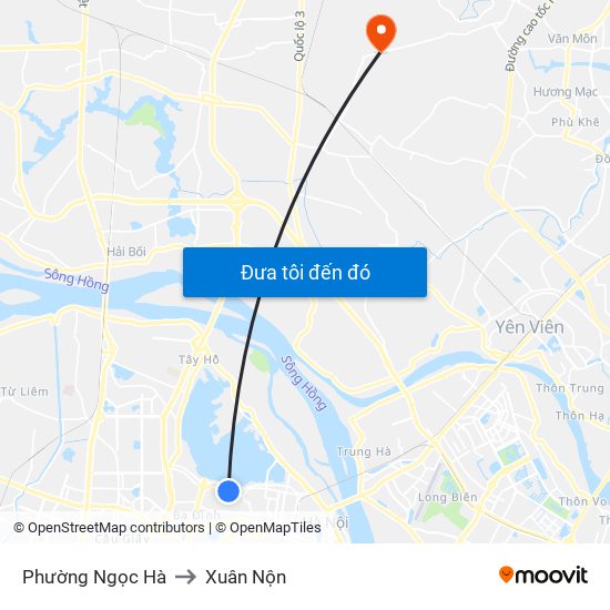 Phường Ngọc Hà to Xuân Nộn map