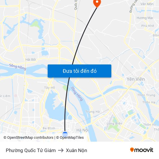 Phường Quốc Tử Giám to Xuân Nộn map