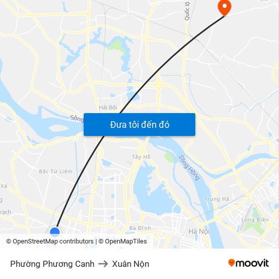 Phường Phương Canh to Xuân Nộn map