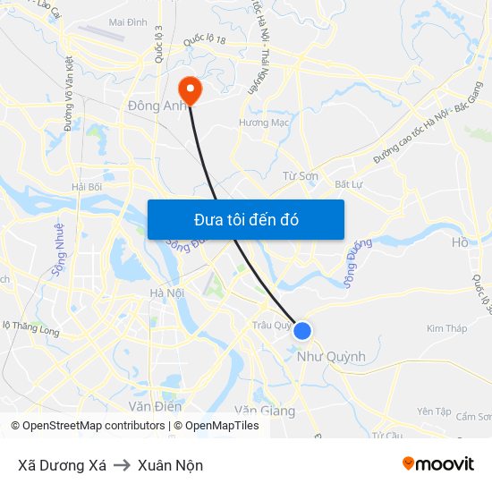 Xã Dương Xá to Xuân Nộn map