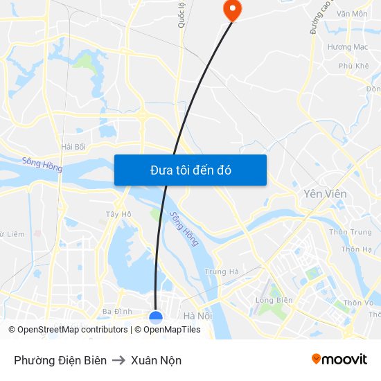 Phường Điện Biên to Xuân Nộn map