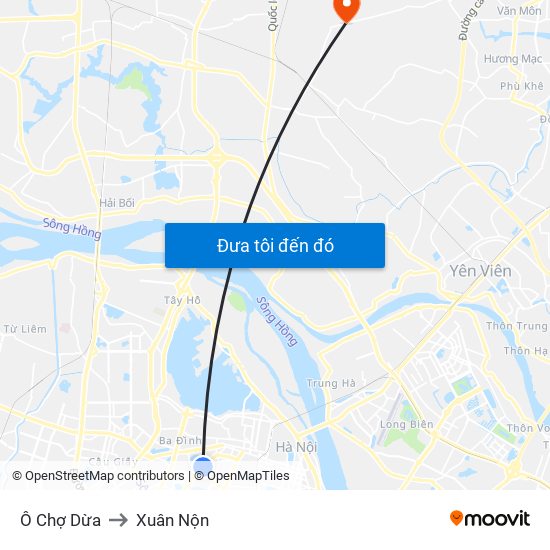 Ô Chợ Dừa to Xuân Nộn map