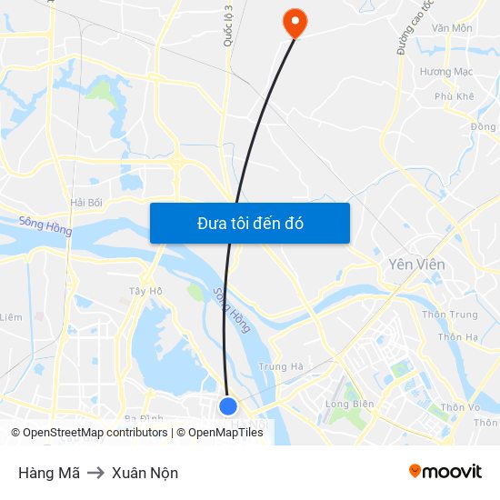 Hàng Mã to Xuân Nộn map