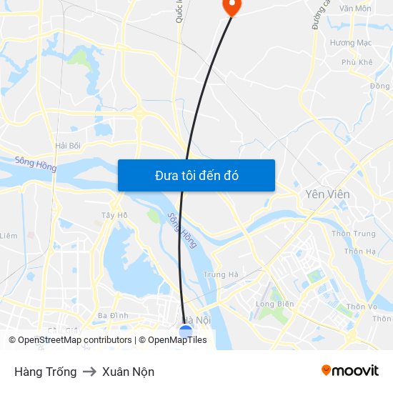 Hàng Trống to Xuân Nộn map
