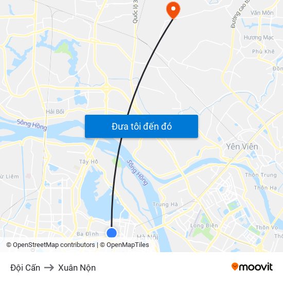 Đội Cấn to Xuân Nộn map