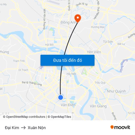 Đại Kim to Xuân Nộn map