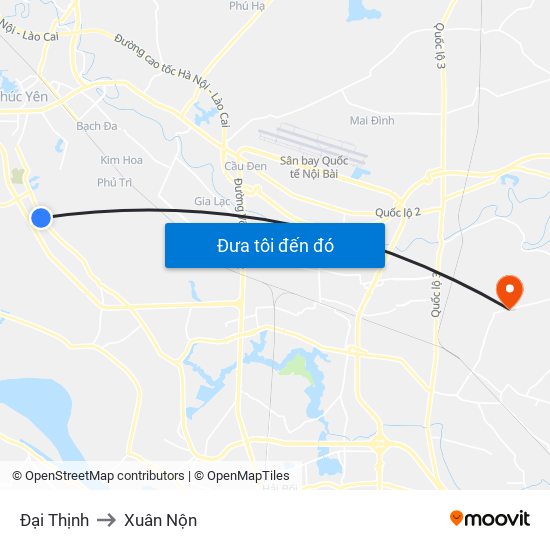 Đại Thịnh to Xuân Nộn map