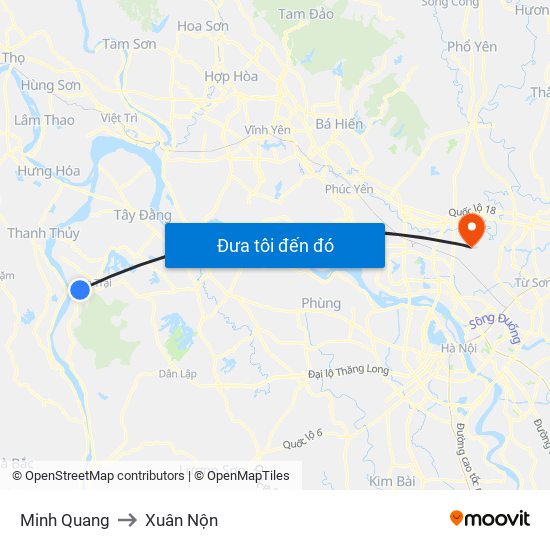 Minh Quang to Xuân Nộn map