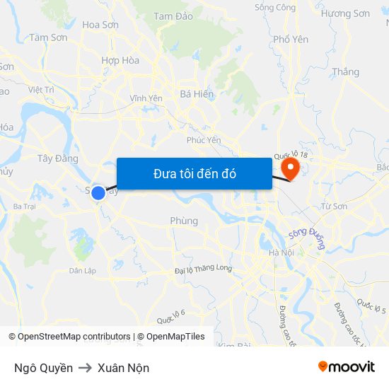 Ngô Quyền to Xuân Nộn map