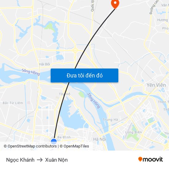 Ngọc Khánh to Xuân Nộn map