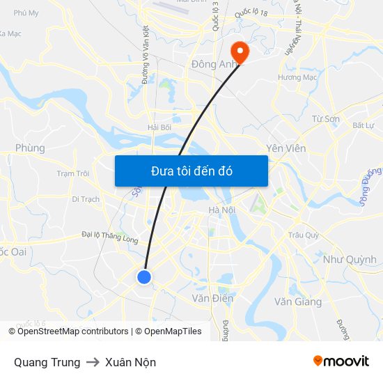 Quang Trung to Xuân Nộn map